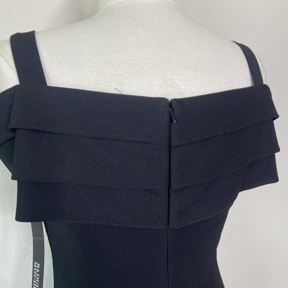 Badgley Mischka Off the Shoulder Criss Cross Chest Black Dress NWT 8 - Picture 10 of 13
